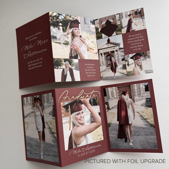 graduation announcement with photo placeholders and customizable text area