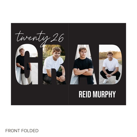 graduation invitation with photo area and text