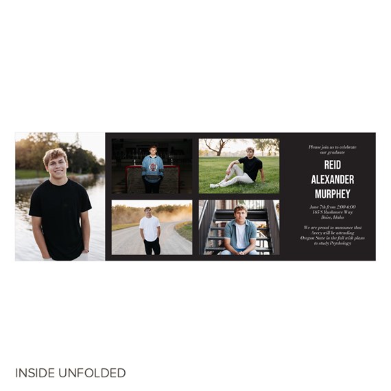 graduation invitation with photo placeholders and event details