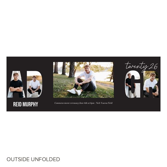 graduation invitation with photo placeholders and customizable text area