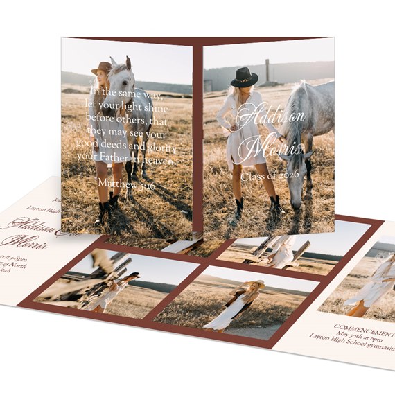 graduation invitation with photo placeholder, tri-fold design