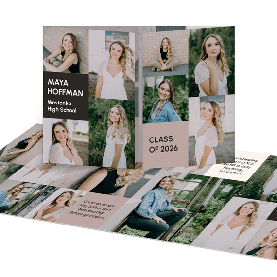 graduation announcement with photo placeholders and text areas