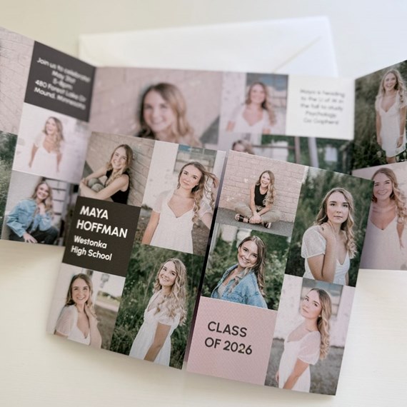 graduation announcement with photo collage and text