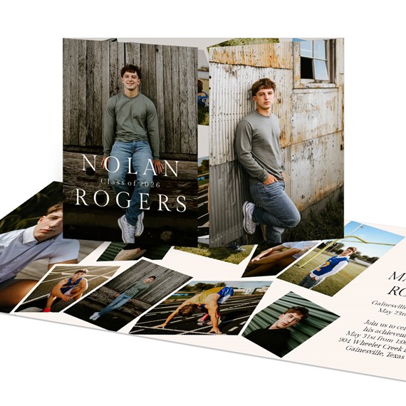 graduation invitation with photo placeholders and text