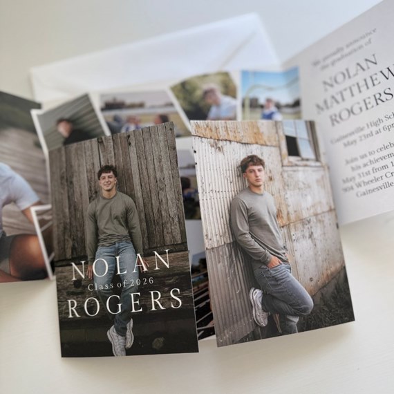 minimalist graduation invitation with photo placeholders
