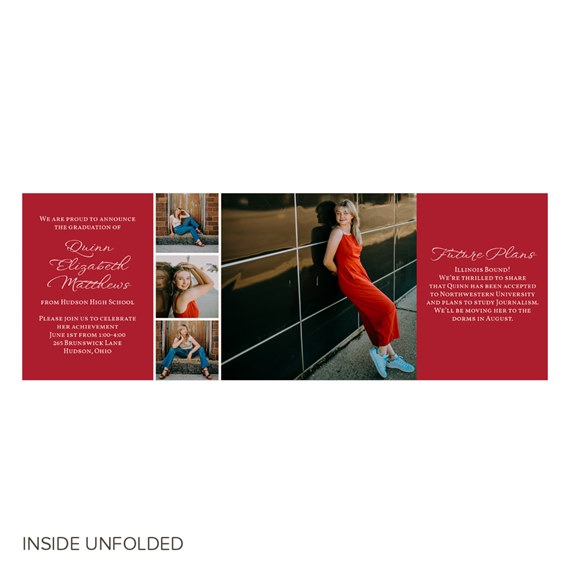 graduation invitation with photo area and text