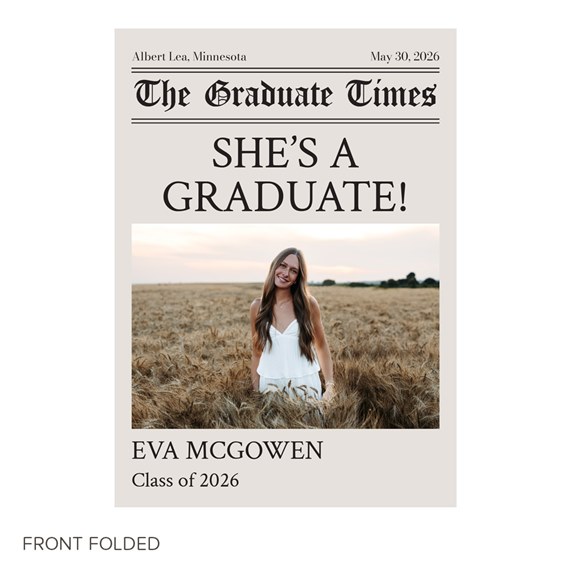 graduation announcement with photo placeholder and text