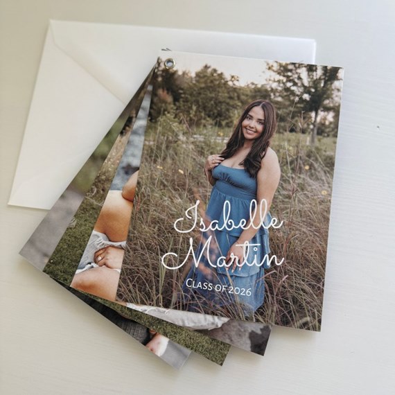 graduation invitation with photo area and text