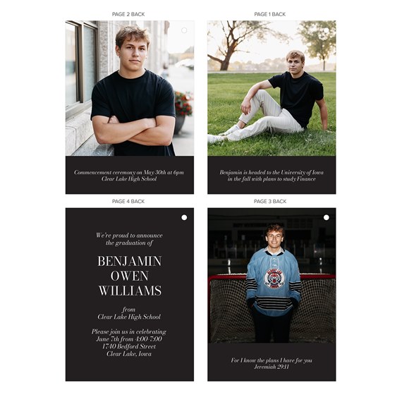 graduation invitation with photo placeholder and black background