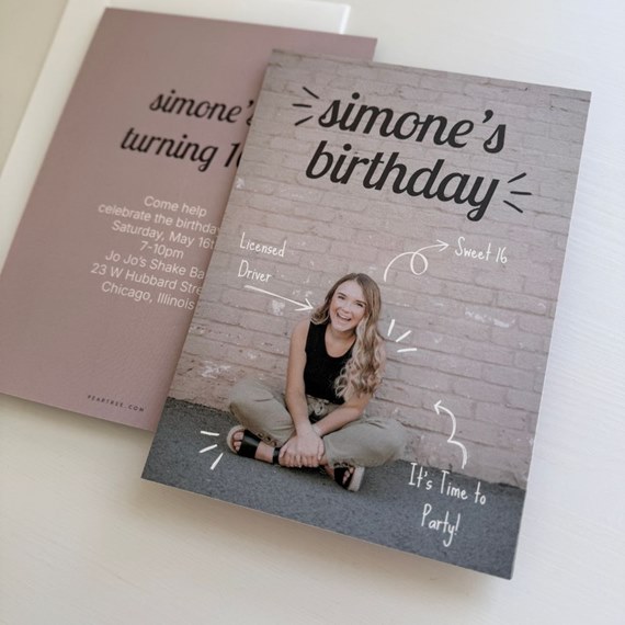 birthday invitation with photo placeholder and decorative text