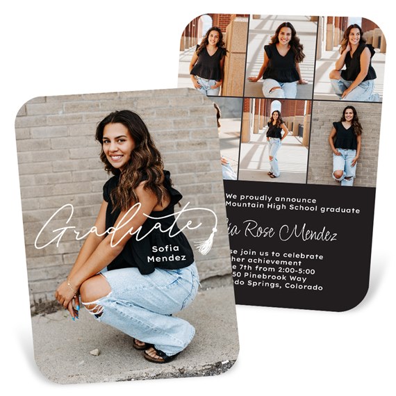graduation announcement with photo area and collage