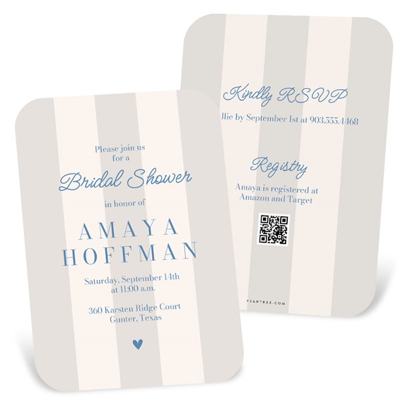 bridal shower invitation cards with striped design