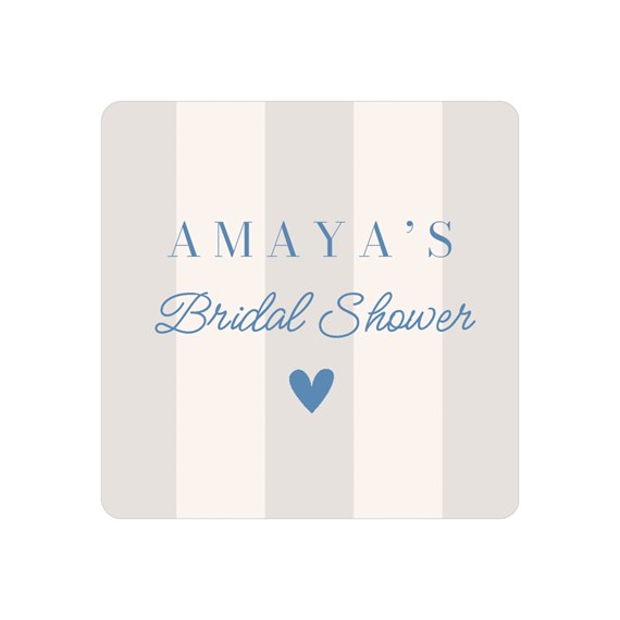 sophisticated stripes bridal shower sticker with customizable text area