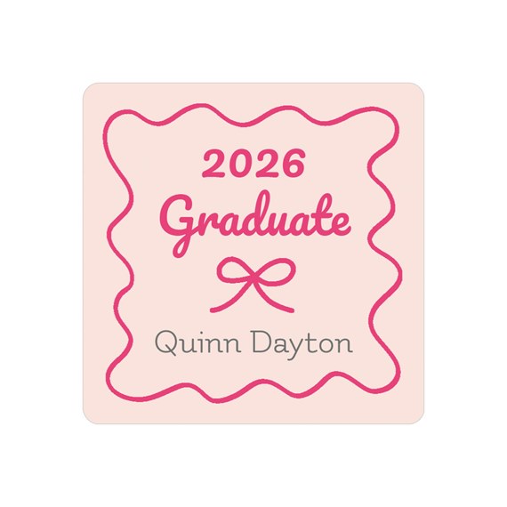 graduation sticker with text and bow design