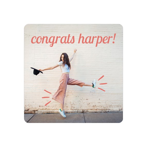 graduation sticker with text and decorative elements