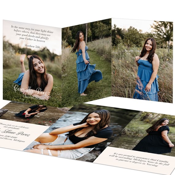 graduation announcement with photo placeholders and text areas