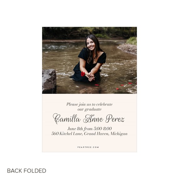 graduation announcement with photo placeholder and event details