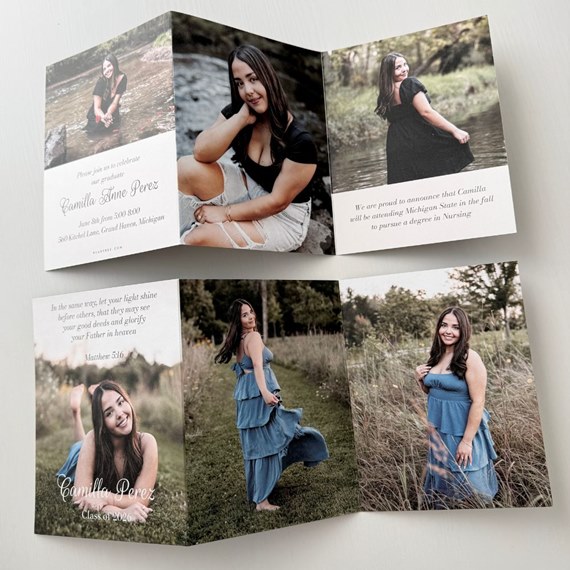 graduation announcement with photo placeholders and text areas
