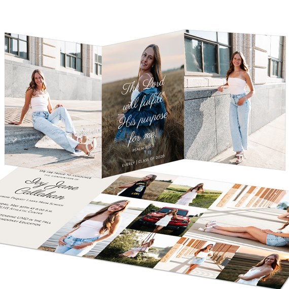 graduation party invitation with photo placeholders and decorative text