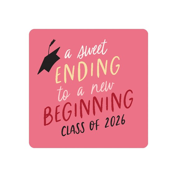 graduation sticker with text and cap icon