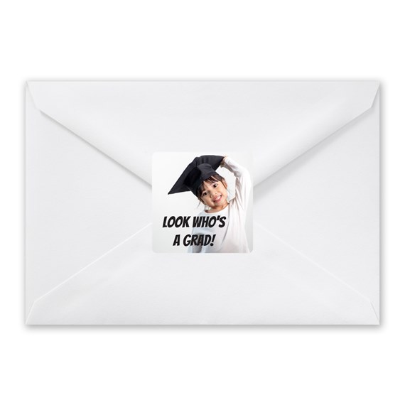 envelope with graduation seal and customizable text area