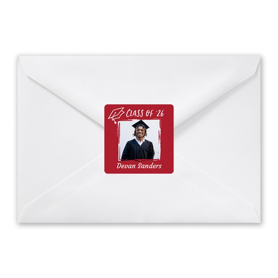 graduation envelope seal with photo placeholder
