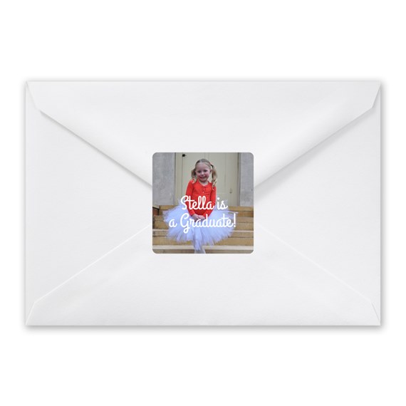 envelope with photo area and text placeholder