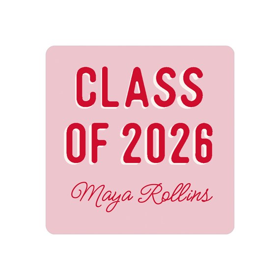 square envelope seal with class of 2026 and name placeholder