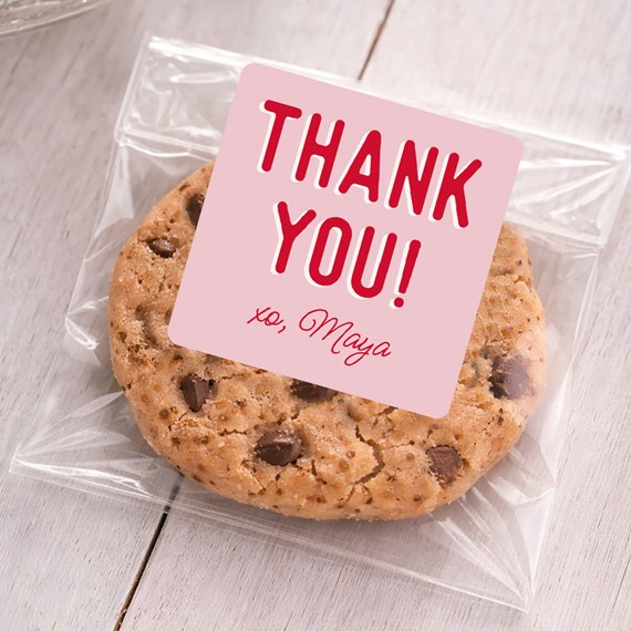 cookie with thank you sticker
