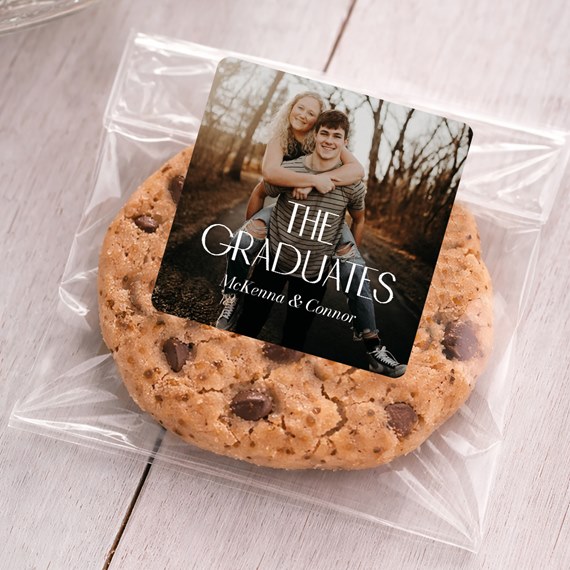 cookie with sticker, photo area, customizable text area