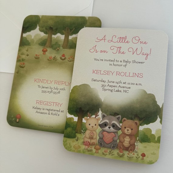 woodland baby shower invitations with animal illustrations