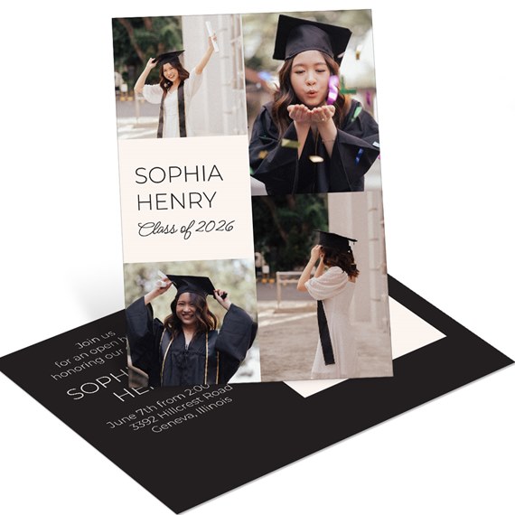 graduation announcement postcard with photo placeholders