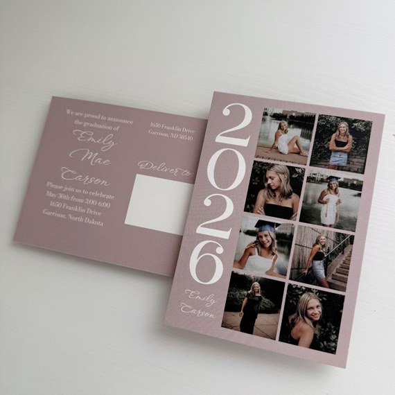 graduation announcement postcard with photo placeholders