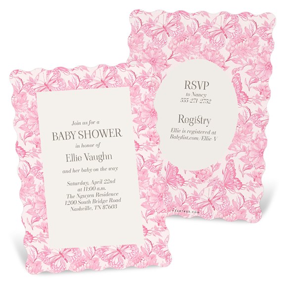 floral baby shower invitation with photo area and RSVP