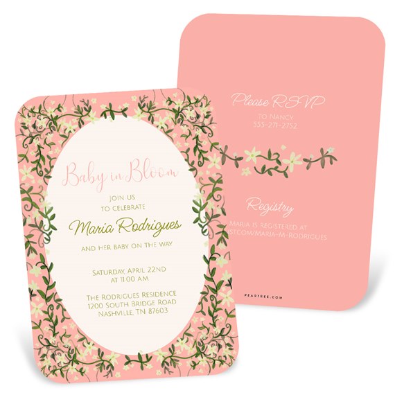 floral baby shower invitation with RSVP
