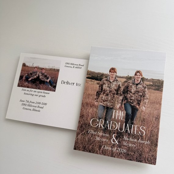 graduation announcement postcard with photo placeholder