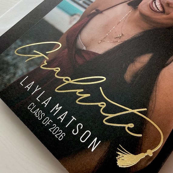 graduation invitation with customizable text area and logo placeholder