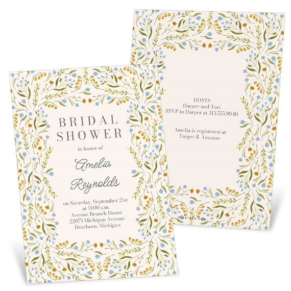 floral bridal shower invitations with customizable text area