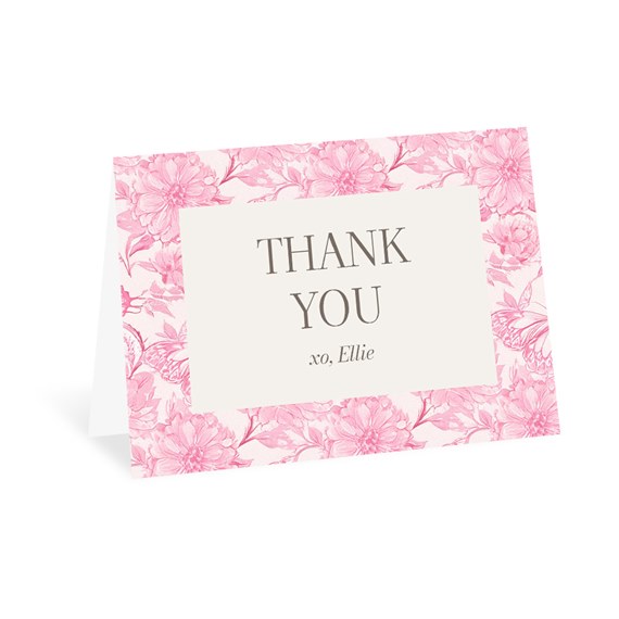 floral thank you card with photo placeholder