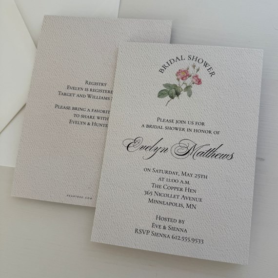 vintage rose bridal shower invitation with floral design
