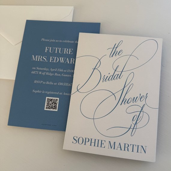 bridal shower invitation with calligraphy and RSVP card