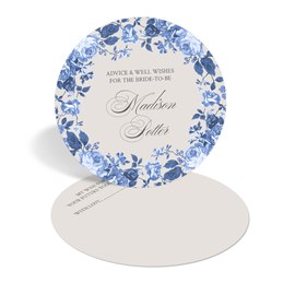 Vintage Blue Floral - Wedding Advice Card