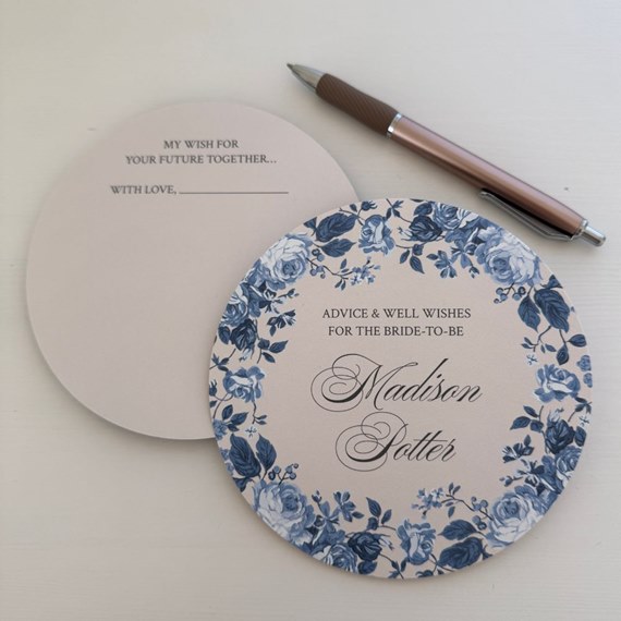 floral wedding advice card with photo placeholder