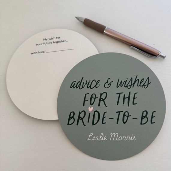 circular wedding advice card with text