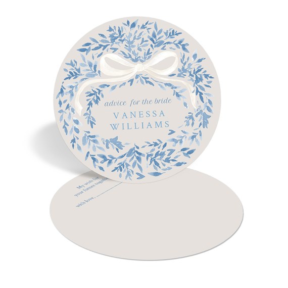 circular advice card with blue leafy design and text