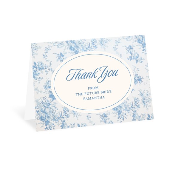 thank you card with vintage blue toile design
