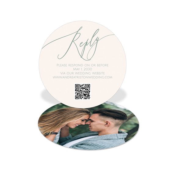 circular wedding insert card with photo area