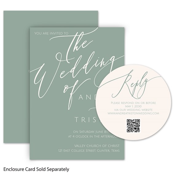 wedding invitation with RSVP card, photo placeholder