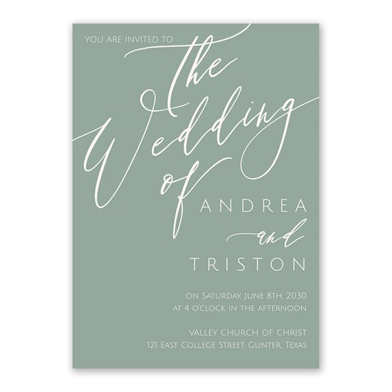 wedding invitation design with script typography