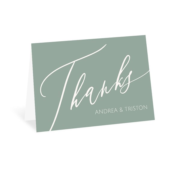 thank you card with script text and names